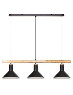 173250-suspension x3 metal et manguier "tim" noir l.104