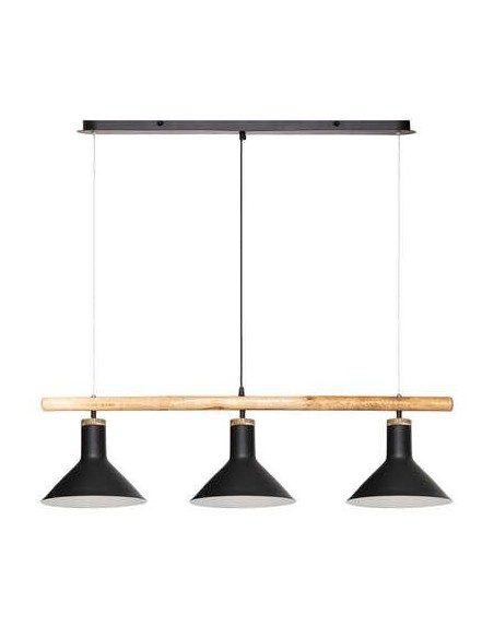 173250-suspension x3 metal et manguier "tim" noir l.104