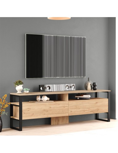 16200-meuble tv aviva ml19-a pin atlantique/noir metal