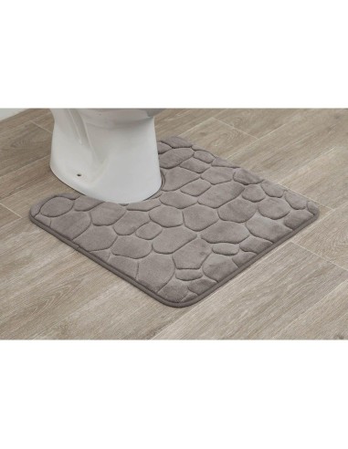 tapis contour wc memoire de forme microfibre galet 50x50 cm - taupe