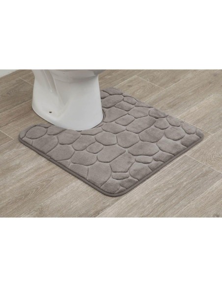 tapis contour wc memoire de forme microfibre galet 50x50 cm - taupe