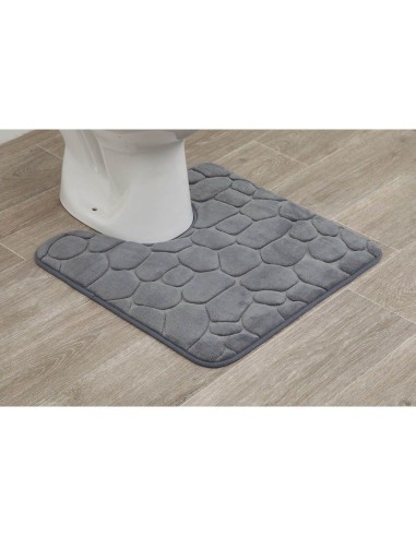 7745181 - tapis contour wc memoire de forme microfibre galet 50x50 cm - gris fon