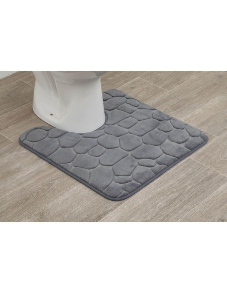 7745181 - tapis contour wc memoire de forme microfibre galet 50x50 cm - gris fon
