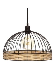 suspension metal filaire rotin "suwa" noir d.35