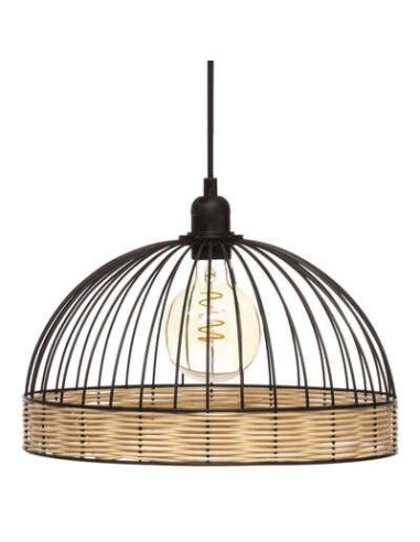 suspension metal filaire rotin "suwa" noir d.35