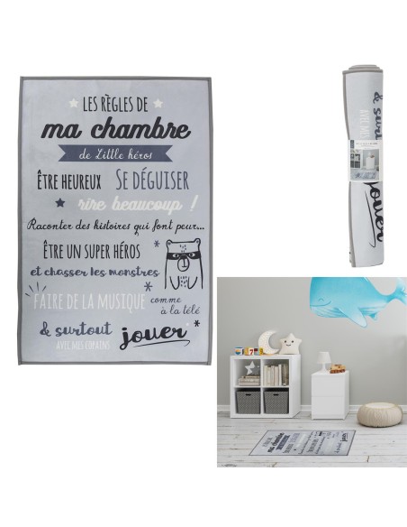 tapis regles de la chambre gris 60x90cm m8 a1/m8