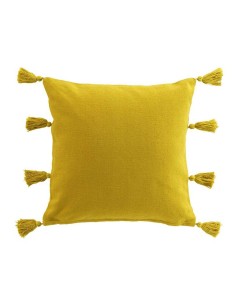 coussin dehous. compr. pompons 45 x 45 cm coton uni tasselina jaune
