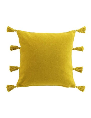 coussin dehous. compr. pompons 45 x 45 cm coton uni tasselina jaune