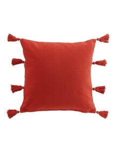 coussin dehous. compr. pompons 45 x 45 cm coton uni tasselina terracotta