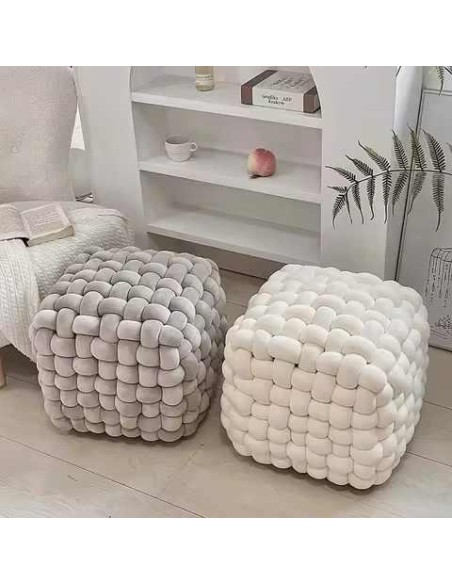 yi001 - pouf tresse 50x50cm  - 126