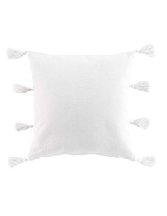 coussin dehous. compr. pompons 45 x 45 cm coton uni tasselina blanc