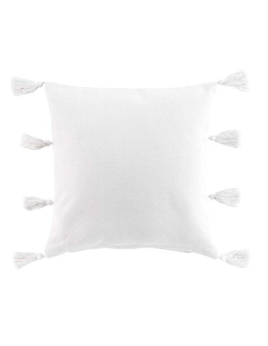 coussin dehous. compr. pompons 45 x 45 cm coton uni tasselina blanc
