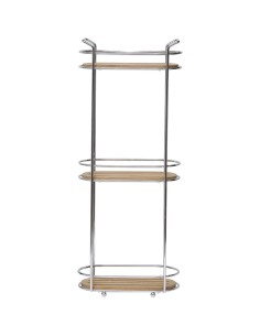 9162195 - etagere ovale fil metal a poser/3 niveaux bambou - chrome/bambou