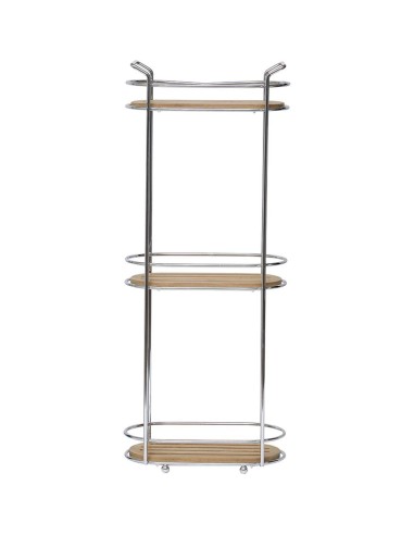 9162195 - etagere ovale fil metal a poser/3 niveaux bambou - chrome/bambou