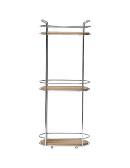 9162195 - etagere ovale fil metal a poser/3 niveaux bambou - chrome/bambou