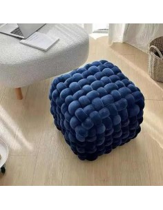 yi002 - pouf tresse orange 50x50cm - 49