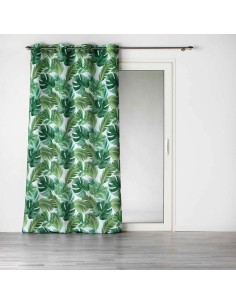 rideau a oeillets 140 x 260 cm polyester imprime rio blanc