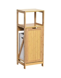 meuble bas bambou et mdf une etagere + paniere a linge - mahe