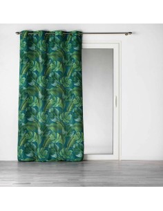rideau a oeillets 140 x 260 cm polyester imprime rio bleu