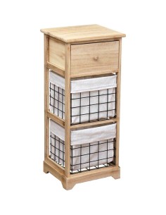 meuble paulownia et metal 1 tiroir + 2 paniers - naturel