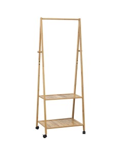 portant sur roulettes 2 etageres - bambou