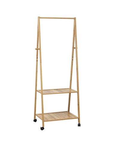 portant sur roulettes 2 etageres - bambou