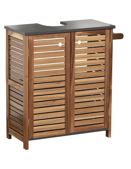 9900671 - meuble sous lavabo acacia et mdf 2 portes + 1 etagere interieure + por