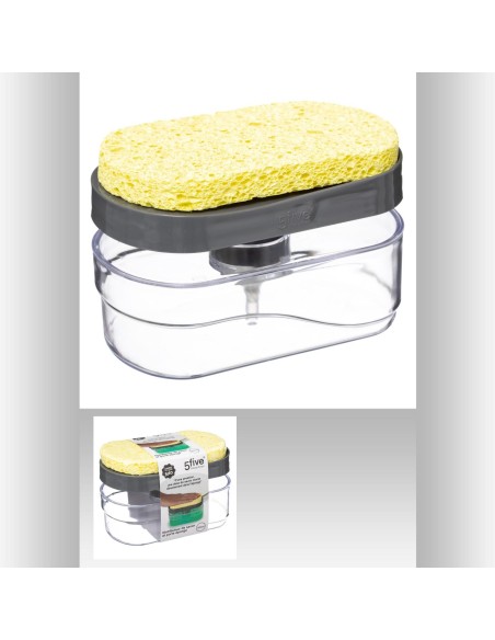 169136-distri savon push 0,5l gri neo L. 15 x P. 9 x H. 10 cm