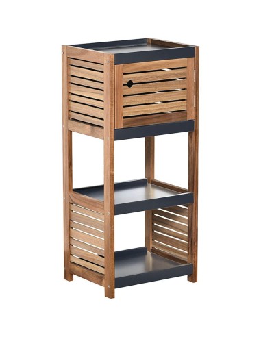 9902671 - meuble bas de rangement acacia et mdf 1 porte - element