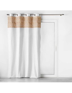 rideau a oeillets 140 x 240 cm polycoton uni+jute imprime kalinda blanc