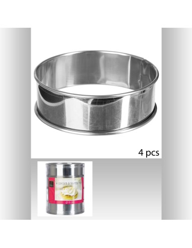 136069 - cercle a tartelettes x4 inox D. 9 x H. 2,8 cm