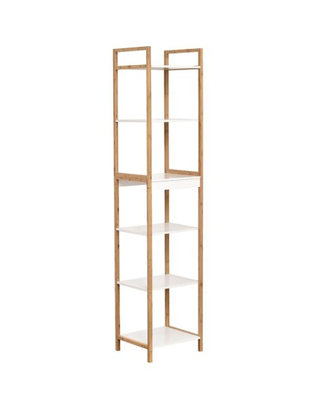 9925210 - meuble 6 etageres mdf + structure bambou - nuovo