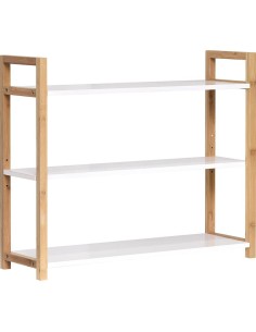 meuble a fixer ou poser 3 etageres mdf + structure bambou - nuovo