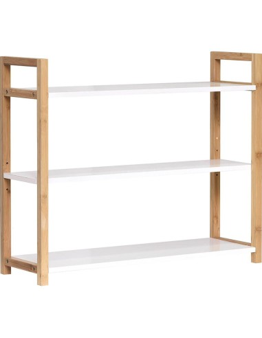 meuble a fixer ou poser 3 etageres mdf + structure bambou - nuovo