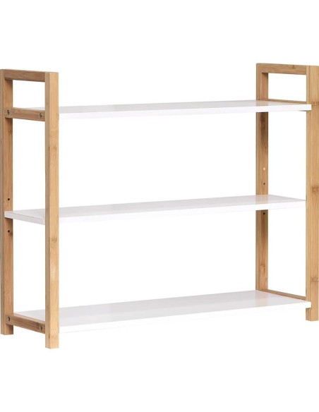 meuble a fixer ou poser 3 etageres mdf + structure bambou - nuovo