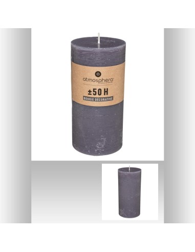 103115-bougie rnd rustic gris 6.8x14 D. 7 x H. 14 cm