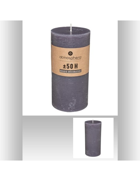 103115-bougie rnd rustic gris 6.8x14 D. 7 x H. 14 cm