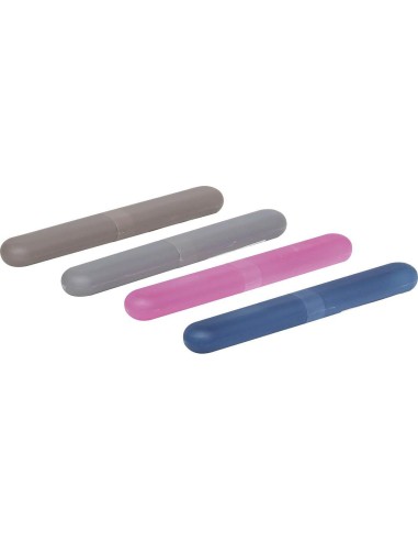 d1415-porte brosse a dents voyage pp - gris / taupe / fuschia / bleu marine