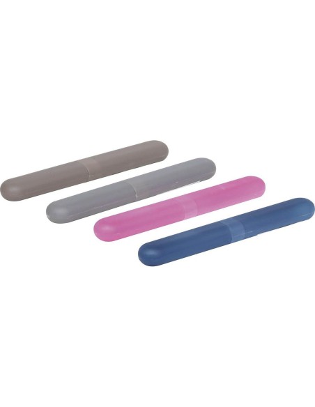 d1415-porte brosse a dents voyage pp - gris / taupe / fuschia / bleu marine