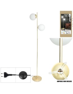 lampadaire retro dore verre opaque tete x2 m2