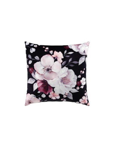 coussin compresse 40 x 40 cm velours imprime velvet flower noir des. place