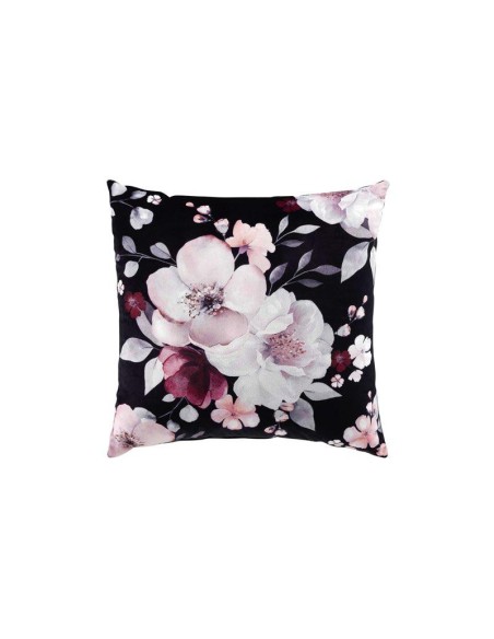 coussin compresse 40 x 40 cm velours imprime velvet flower noir des. place