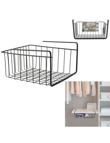 panier suspendu metal filaire noir 26x14x26cm