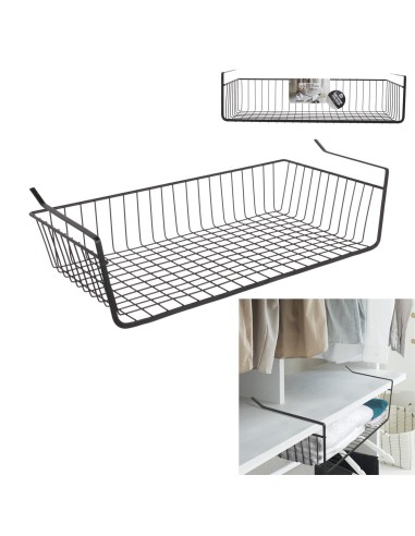 panier suspendu metal filaire noir 56x14x26cm