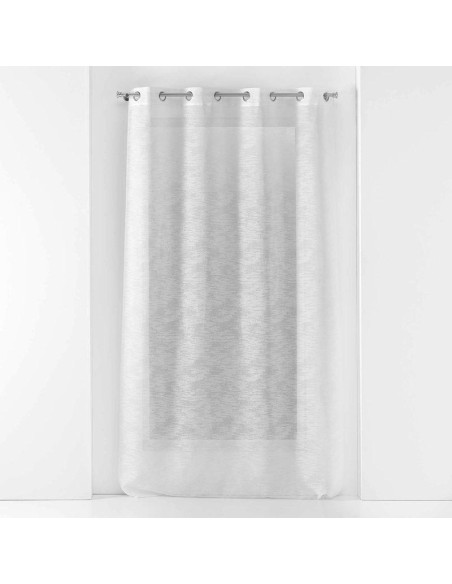 panneau a oeillets 140 x 240 cm effet lin tisse fils coupes zebra blanc