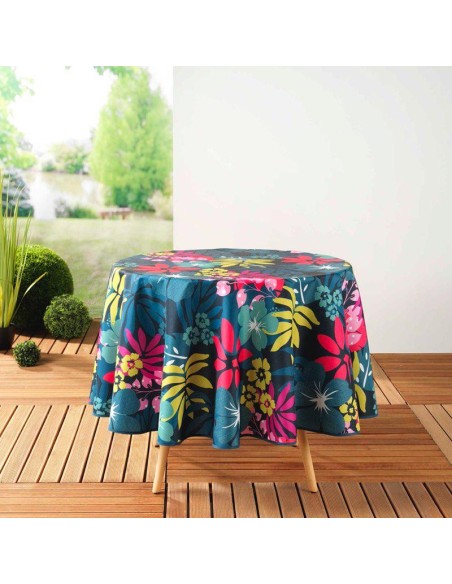 nappe ronde (0) 180 cm polyester imprime hawai bleu