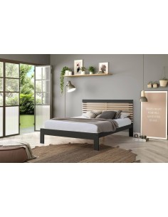 15025 - lit vectra 140x190 anthracite/chéne a/sommier