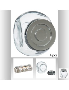 146401 - lot bocal epice x4 inox 0,2l L. 6 x P. 8 x H. 8,3 cm