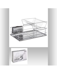 146411 - egouttoir 2niv inox L. 47 x P. 32,7 x H. 22,5 cm