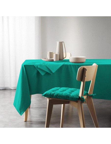nappe rectangle 140 x 240 cm coton recycle uni mistral emeraude
